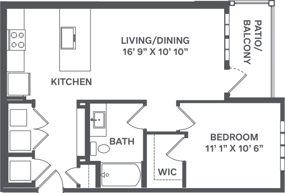 A1 Floor Plan at Upland Flats, Colorado Springs, 80922