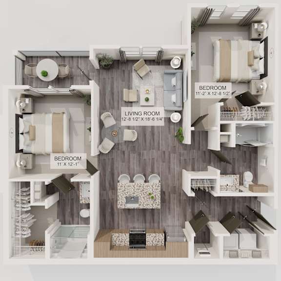 Floor Plan  B1a 2Bed 2Bath at Verity Luxury Apartment Homes Apartments, Vero Beach, FL