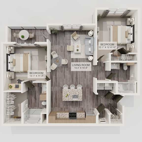 Floor Plan  B2 2Bed 2Bath at Verity Luxury Apartment Homes Apartments, FL, 32960