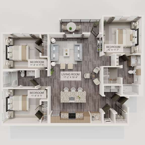 Floor Plan  C2 3Bed 2Bath at Verity Luxury Apartment Homes Apartments, Florida