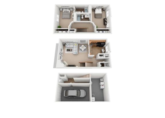 Two Bedroom Luxury Townhome with Garage at Holiday Park Apartments, Pittsburgh, Pennsylvania