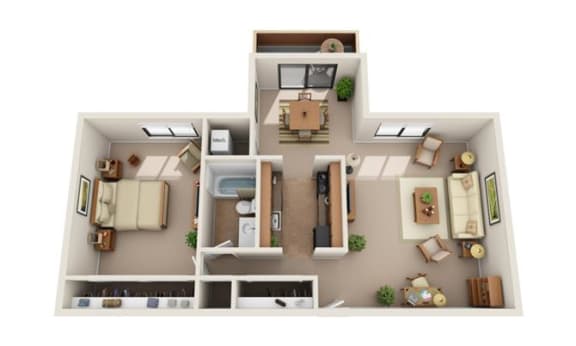1 Bedroom Floor Plan at Deauville Park Apartments, Pennsylvania
