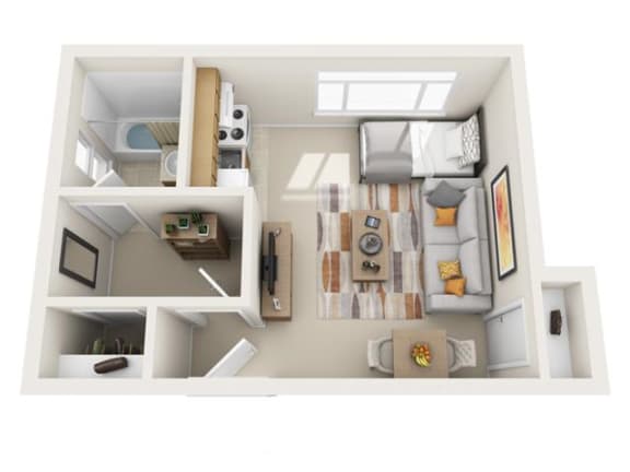 0 Bed 1 Bath Floor Plan at Pacific Highlands Apartments, Natrona Heights