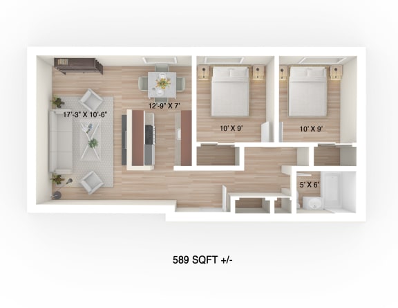 Two-Bedroom Floor Plan at 30 Hargrave Apartment Suites, Winnipeg