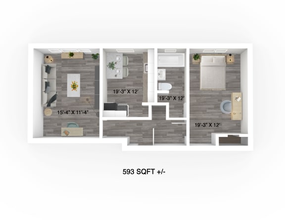 1 Bed 1 Bath Floor Plan at Place St. Boniface Complex