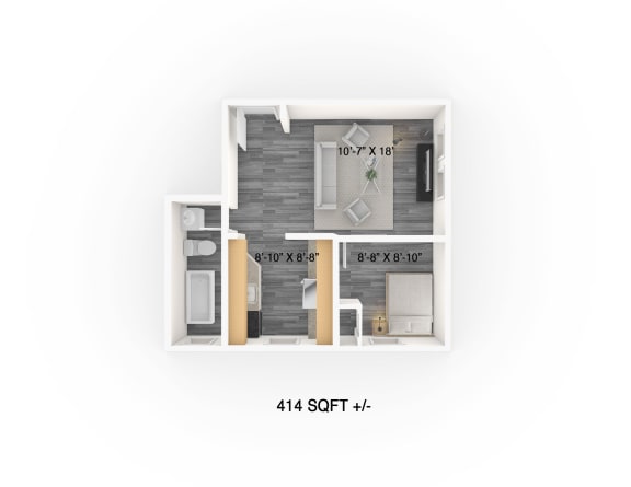 One Bedroom Floor Plan at 349/351 Daly Apartments, Winnipeg