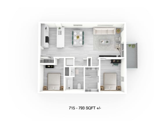 Floor Plan  2 Bed 1 Bath Floor Plan at 703 St. Anne's Road Apartment