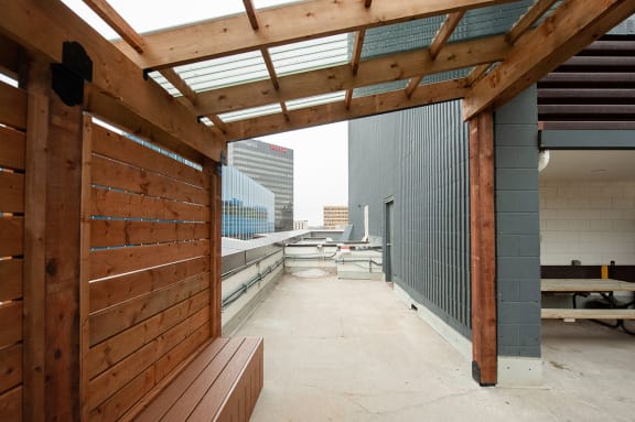 Spacious Patio With Sitting Arrangements at 190 Smith Luxury Apartment Suites, Manitoba, R3C 1J8