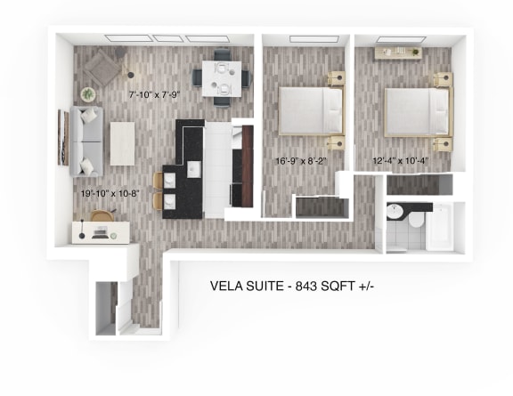 2 Bedroom 1 Bathroom Floor Plan at 190 Smith Luxury Apartment Suites, Winnipeg, Manitoba
