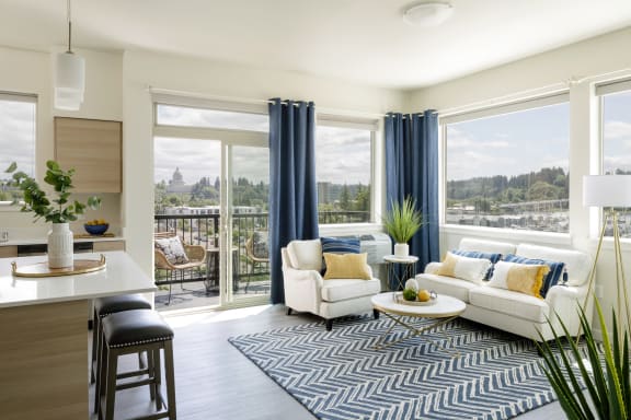 Living Room with Bar Edited at Harbor Heights 55&#x2B; Community, Olympia