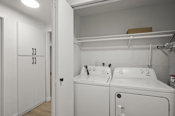 a washer and dryer in a laundry room at Chalet, Oregon, 97477