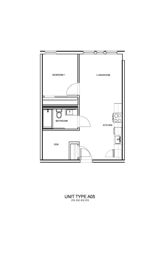 Floor Plan  1 bed 1 bath B at Nook at Northaven Apartments, Washington