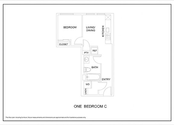 One bedroom 1 bath C at Elevation16 Apartments, Washington
