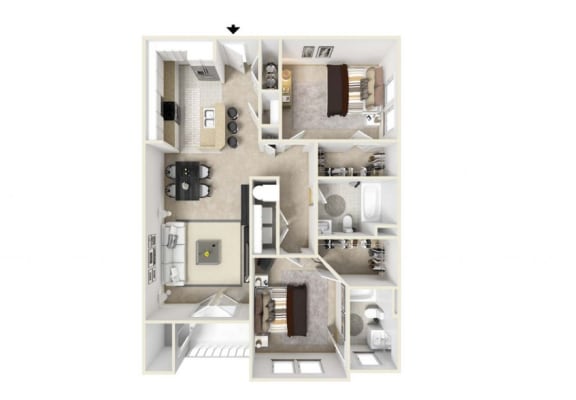 a floor plan with a bedroom and a living room  at The Retreat at Sumter, Sumter, SC