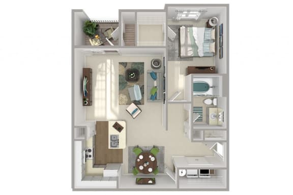 1 bed 1 bath floor plan at The Retreat at Sixty-Eight Apartments, North Carolina