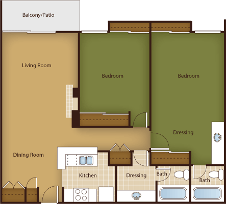 B3 Floor Plan at Park at Voss Apartments, The Barvin Group, Houston, Texas