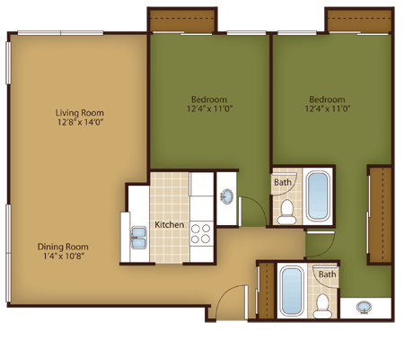 B4 Floor plan at Park at Voss Apartments, The Barvin Group, Houston, Texas