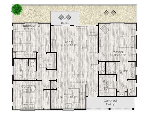 3 bed 2 bath floor plan at Avilla Friendship Trails, Hoschton, GA 30548