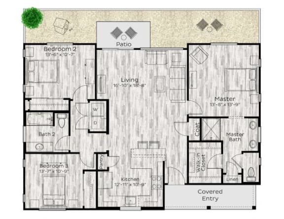3 bed 2 bath floor plan at Avilla Palomino, Glendale, AZ 85302