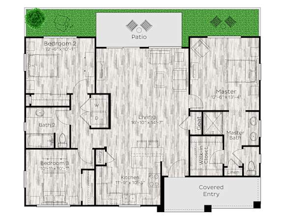 3 bed 2 bath floor plan at Avilla Silver Palm, Land O' Lakes, FL 34638