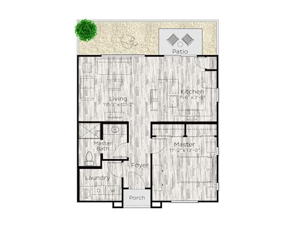 1 bed 1 bath floor plan at Avilla Western Garden, Phoenix, AZ 85307
