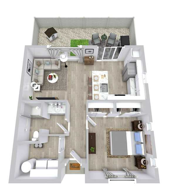 1 bed 1 bath floor plan at Avilla Broadway, Phoenix, AZ 85353