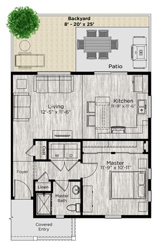 1 bed 1 bath floor plan 1 bed 1 bath floor plan at Avilla Eastlake, Thornton, CO 80241