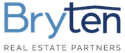 The image shows the text "Bryten" in large blue letters, followed by the words "REAL ESTATE PARTNERS" in smaller text.