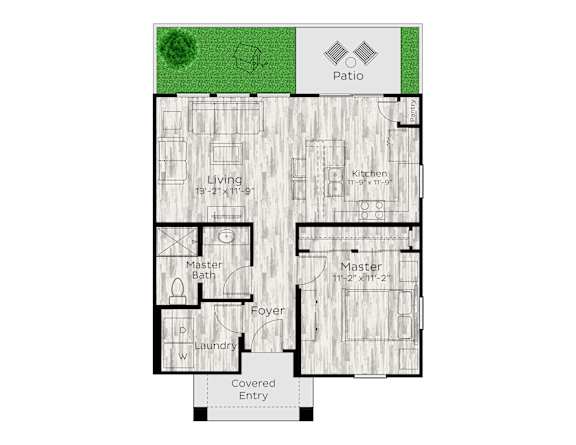 1 bed 1 bath floor plan at Avilla Silver Palm, Land O' Lakes, FL 34638