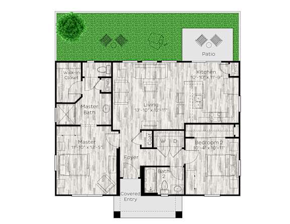 2 bed 2 bath floor plan at Avilla Silver Palm, Land O' Lakes, FL 34638
