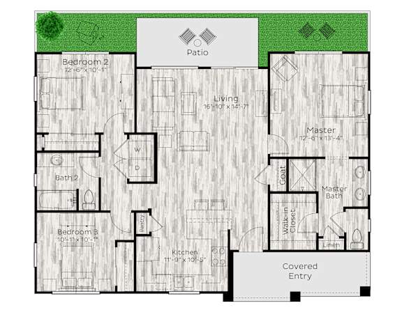 3 bed 2 bath floor plan at Avilla Silver Palm, Land O Lakes, 34638