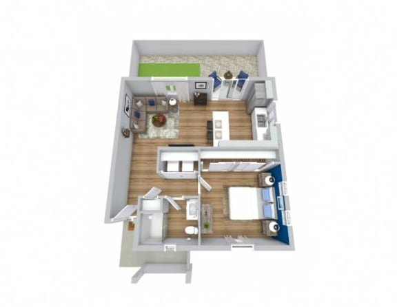 1 bed 1 bath floor plan at Avilla Oakridge, Forney, TX 75126