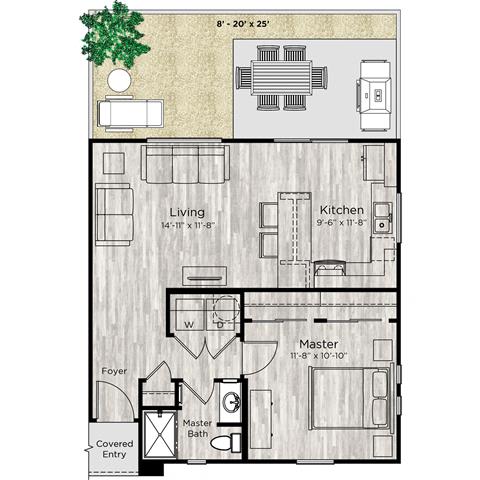 1 bed 1 bath floor plan at Avilla Lehi Crossing, Mesa, AZ 85213