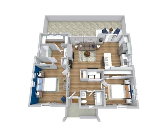 2 bed 2 bath floor plan at Avilla Buffalo Run, Commerce City, CO 80022