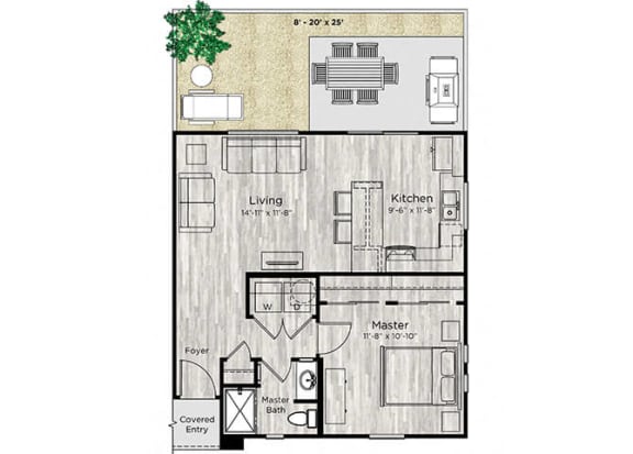 1 bed 1 bath floor plan at Avilla Centerra Crossings, Goodyear, AZ 85338