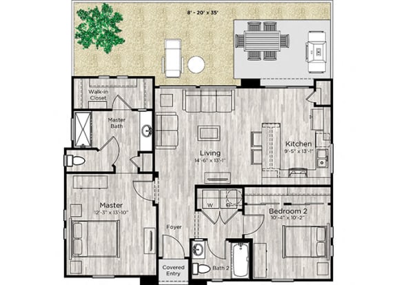 2 bed 2 bath floor plan at Avilla Centerra Crossings, Goodyear, AZ 85338