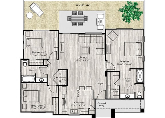3 bed 2 bath floor plan at Avilla Centerra Crossings, Goodyear, AZ 85338