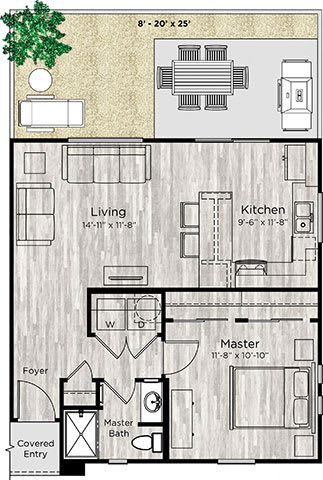 1 bed 1 bath floor plan at Avilla Meadows, Surprise, AZ 85379