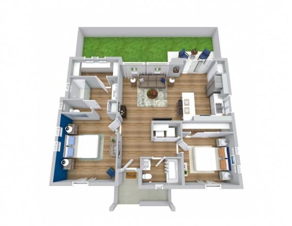 2 bed 2 bath floor plan at Avilla Lakeridge, Arlington, TX 76002