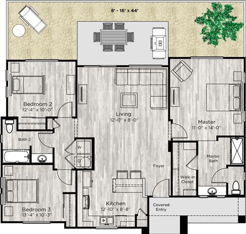2 bed 2 bath floor plan at Avilla Grand, El Mirage, AZ 85335