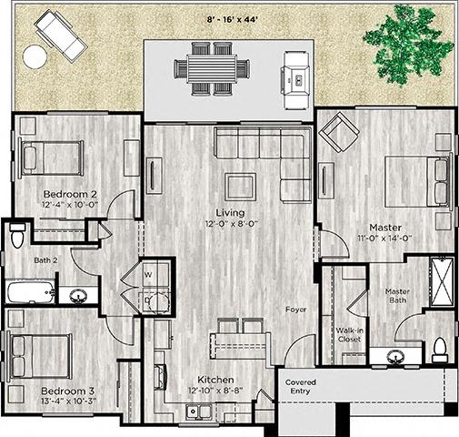 3 bed 2 bath floor plan at Avilla Grand, El Mirage, AZ 85335