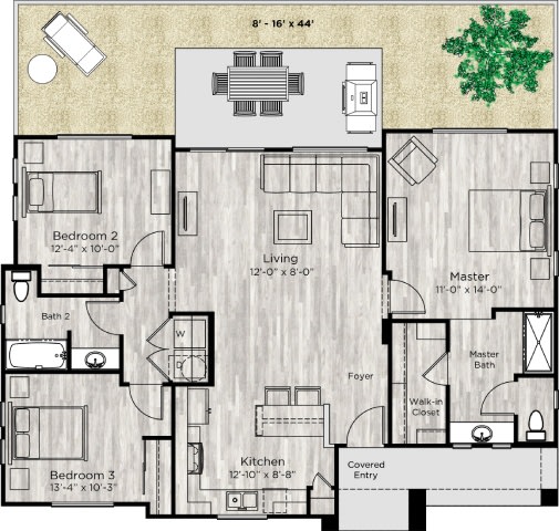 3 bed 2 bath floor plan at Avilla Springs, Melissa, TX 75454