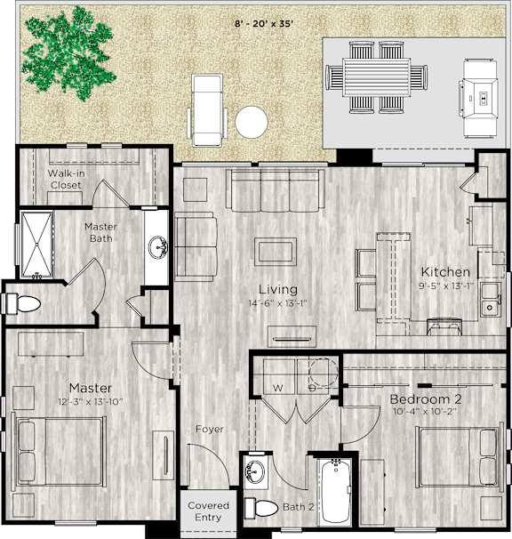 2 bed 2 bath floor plan at Avilla Grand, El Mirage, AZ 85335