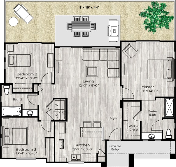 3 bed 2 bath floor plan at Avilla Springs, Melissa, 75454