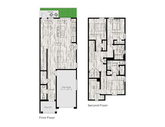 3 bed 2.5 bath floor plan 3 bed 2.5 bath floor plan at South Pine, Union City, GA 30291