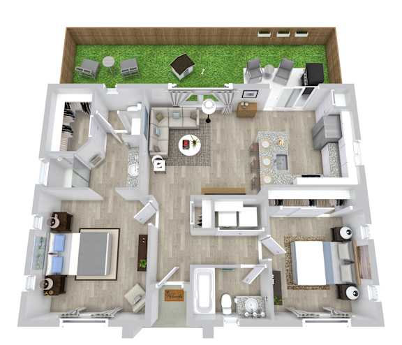 2 bed 2 bath floor plan at Avilla Railhead, Cleburne, TX 76033