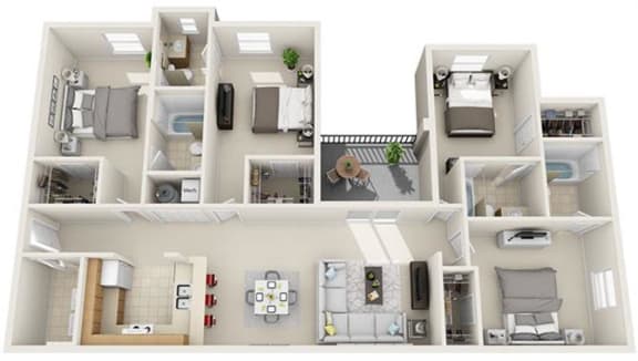 4 bed 4 bath at The Fountains Apartments, Pensacola, Florida, 32514