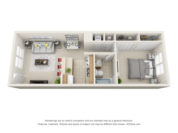 1 bed 1 bath A at The Fountains Apartments, Pensacola, FL