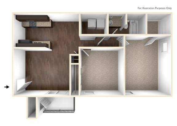 2 bedroom 2 bathroom floor plan C at 300 Riverside Apartments, Austelll, 30168