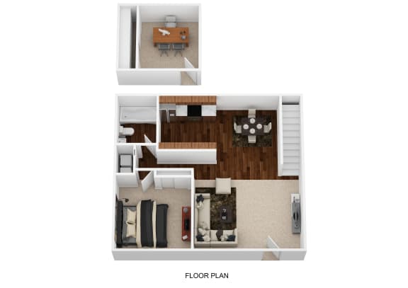 1BD Floor plan at Oak Run Apartment Homes, Ohio
